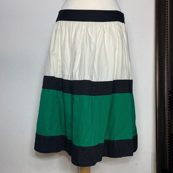 Phase Eight Color Block Cotton A-Line Midi Skirt, 34" Waist, Size 16 - Picture 4 of 13
